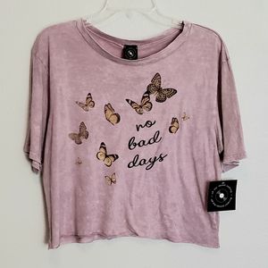NWT "No Bad Days" Butterfly Crop Tee